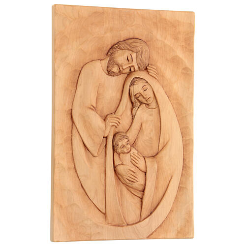 Sacra Famiglia scolpito a mano in legno 30x20x5 cm Perù 3
