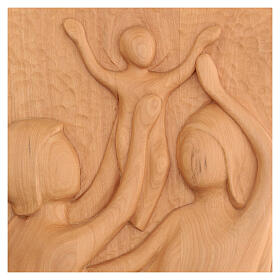 Holy Family picture in lenga wood hand carved 30x20x5 cm Peru