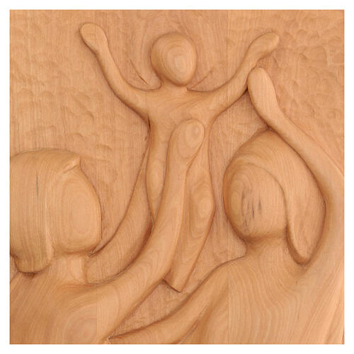 Holy Family picture in lenga wood hand carved 30x20x5 cm Peru 2