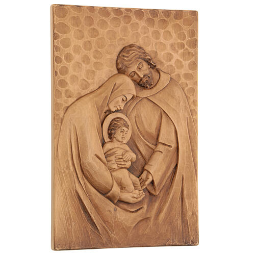 Bas-relief Holy Family picture in wood 30x20x5 cm Peru 3