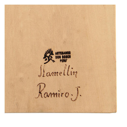 Heilige Familie aus Lenga-Holz mit Ölfarben bemalt – 30 × 20 × 5 cm – Peru 4