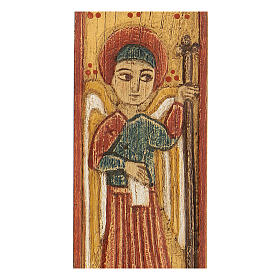 Płaskorzeźba Archanioł Gabriel na żółtym tle, drewno Bethléem, 12x5 cm