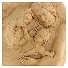 Holy Family enclosed in hands natural wood 30x30 cm