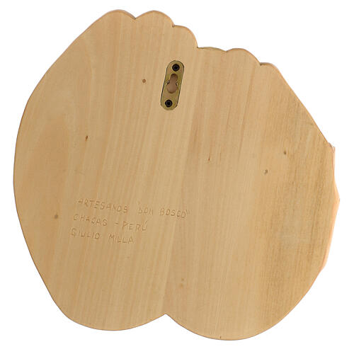 Heilige Familie in Händen – bemaltes Flachrelief aus Lenga-Holz – 30 × 30 cm – Peru 5