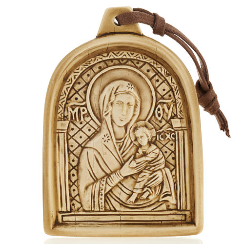 Flachrelief Stein Madonna mit Kind Bethlehem, zum Aufhängen 1