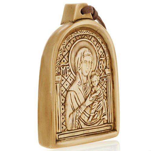 Flachrelief Stein Madonna mit Kind Bethlehem, zum Aufhängen 2