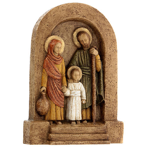 Bassorilievo Sacra Famiglia pietra Bethléem 25x20 cm 4