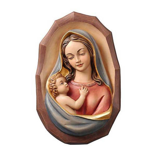 Bas-relief bois Vierge avec l'enfant 1
