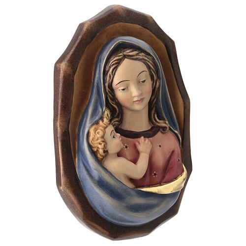 Bassorilievo legno Valgardena Madonna con bambino 3