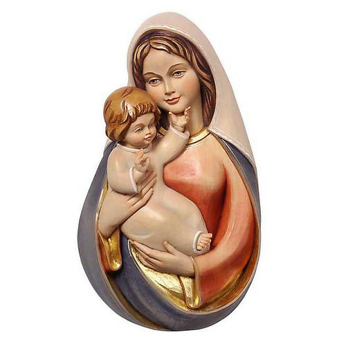 Bas-relief bois Vierge avec l'enfant Jésus 1