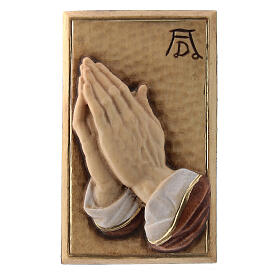 Bas-relief bois mains jointes en prière