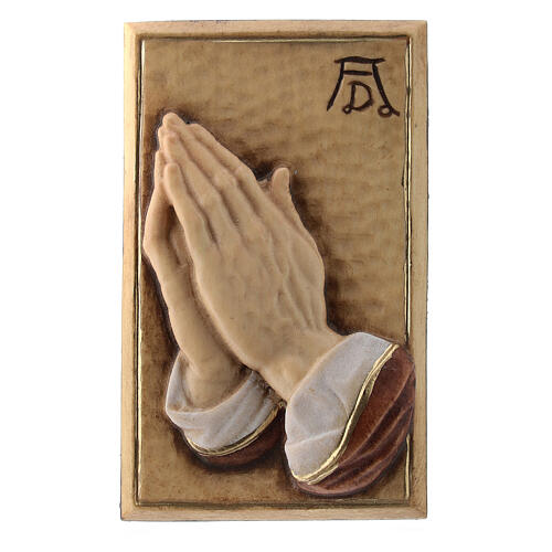 Bas-relief bois mains jointes en prière 1