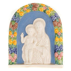 Virgin and baby bas relief, terracotta