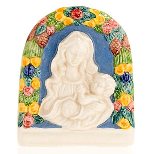 Bas-relief céramique Vierge avec enfant en bras 1