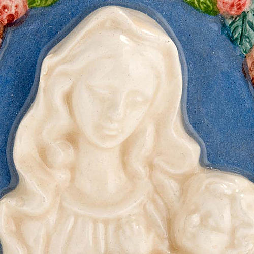 Baixo-relevo cerâmica Virgem Menino no colo 2
