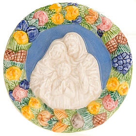 Bas relief round ceramic Holy Family