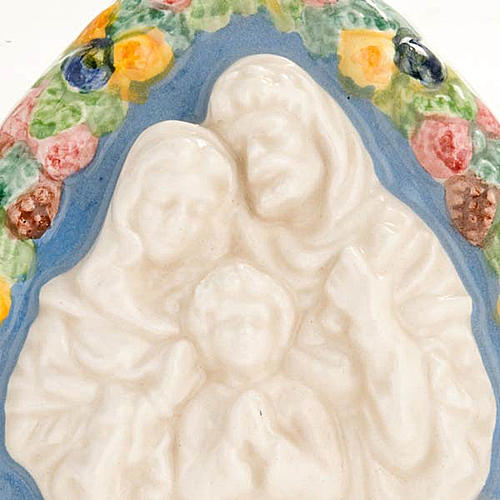 Bas-relief céramique Sainte Famille et fleurs 2