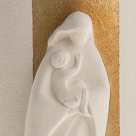 Bas relief Vierge à l'enfant or argile 29.5 cm