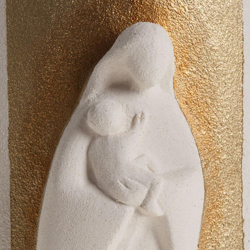Basrelief weißer Schamotteton Maria Gold h 17,5 cm 2