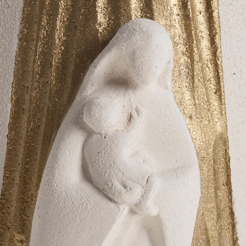 Bajorrelieve blanca María dorada con rayos 17.5 cm. 2