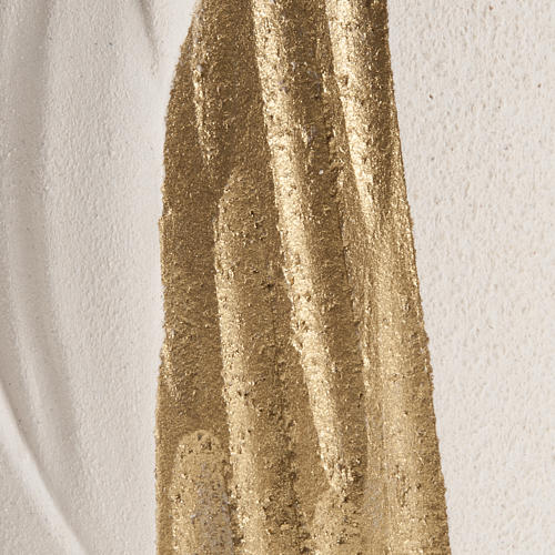 Bajorrelieve blanca María dorada con rayos 17.5 cm. 3