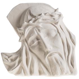 Bassorilievo Volto di Cristo argilla bianca 24 cm