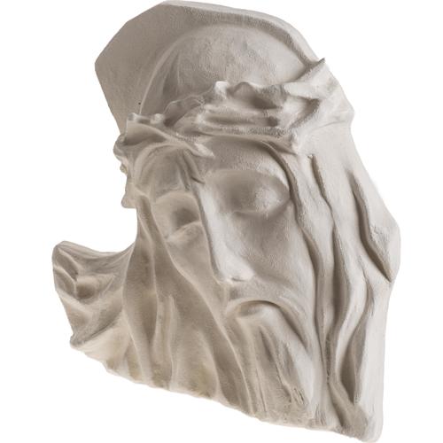 Bassorilievo Volto di Cristo argilla bianca 24 cm 3