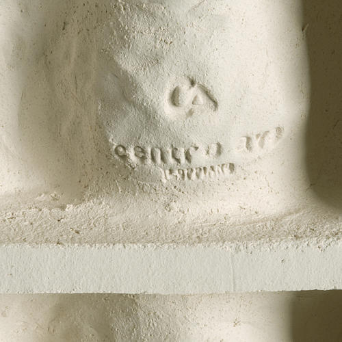 Baixo-relevo Crucificação estilizada argila branca 40 cm 4