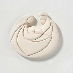 Round bas-relief, pearl colour Nativity