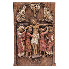 Basrelief Kreuzigung von Silos Holz Bethlehem 37,5x24,5 cm