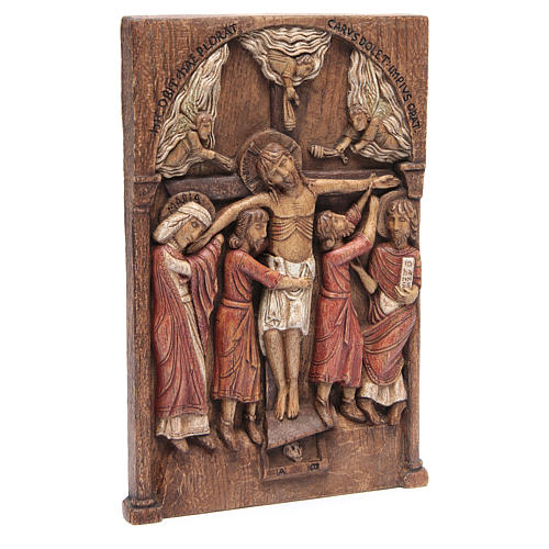 Basrelief Kreuzigung von Silos Holz Bethlehem 37,5x24,5 cm 2