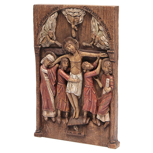Baixo-relevo Crucificação de Silos 37,5x24,5 cm madeira Belém 3