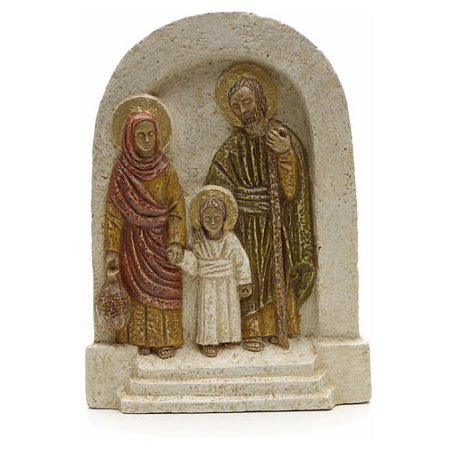 Flachrelief Stein Heilige Familie Bethlehem 18x13 cm 1