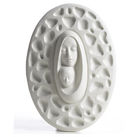 Our Lady with baby Jesus bas-relief in porcelain by F. Pinton 20 cm