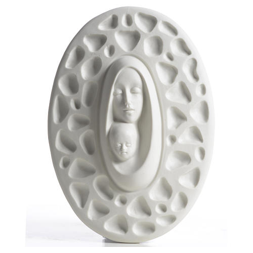 Our Lady with baby Jesus bas-relief in porcelain by F. Pinton 20 cm 1