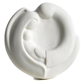Our Lady with baby Jesus round bas-relief in porcelain by Pinton