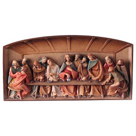Bas-relief Cène bois peint Val Gardena