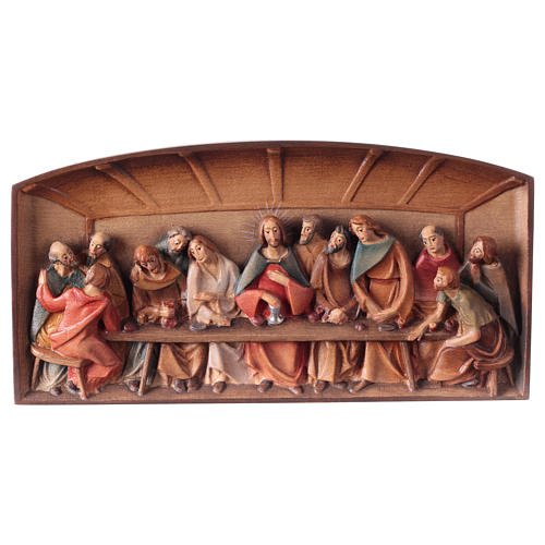 Bas-relief, Last Supper in painted Valgardena wood 1