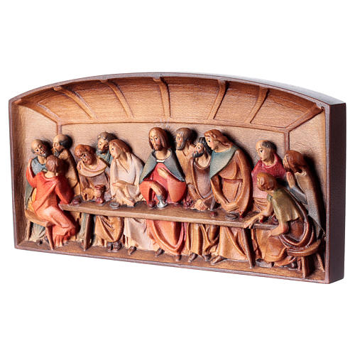 Bas-relief, Last Supper in painted Valgardena wood 3