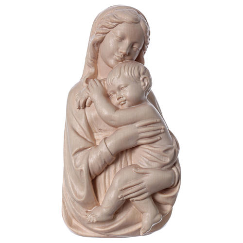 Bas-relief, Our Lady and baby Jesus Valgardena wood, natural wax 1