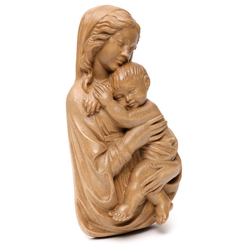 Bas-relief, Our Lady and baby Jesus, patinated Valgardena wood 4