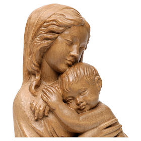 Vierge à l'Enfant relief bois patiné Val Gardena