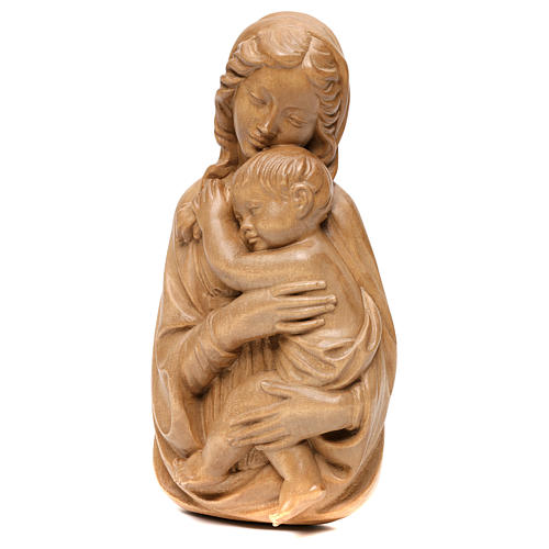 Vierge à l'Enfant relief bois patiné Val Gardena 3