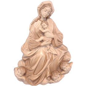 Relief Madonna z Dzieciątkiem barok 20 cm drewno Valgardena multipatynowane