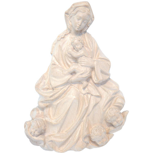 Relief Madonna z Dzieciątkiem barok 20 cm drewno Valgardena naturalne woskowane 1