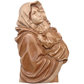 Ferruzzi's Madonna multi-patinated wood bas-relief Valgardena