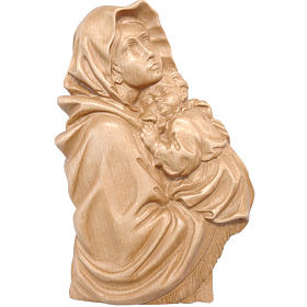 Ferruzzi's Madonna patinated wood bas-relief Valgardena