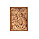 Our Lady with baby Jesus multi-patinated wood plaque in relief Valgardena s1