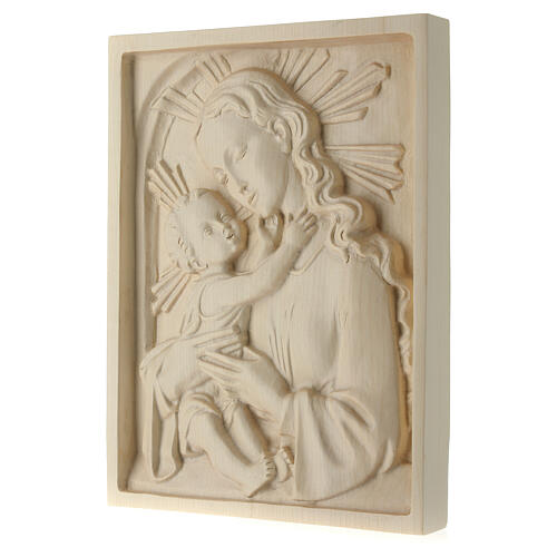 Relief, Our Lady with baby in Valgardena wood, natural wax finis 3