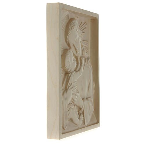 Relief, Our Lady with baby in Valgardena wood, natural wax finis 5